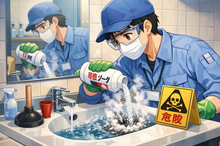 苛性ソーダを使うビルメン