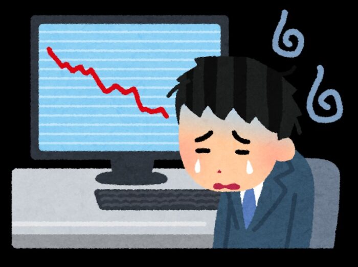 株価が暴落して意気消沈する男性のイメージ