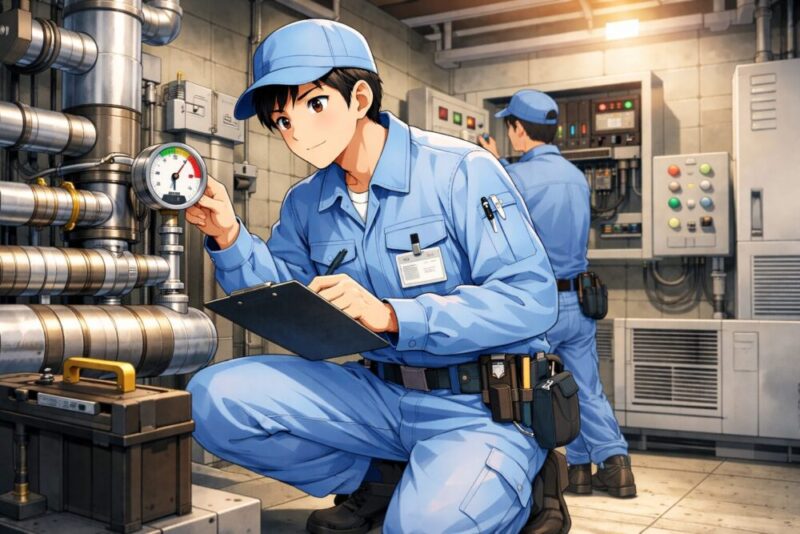 作業中のビルメン