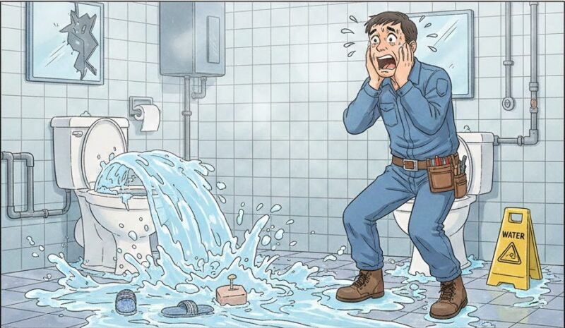 便器から無慈悲に溢れる水
