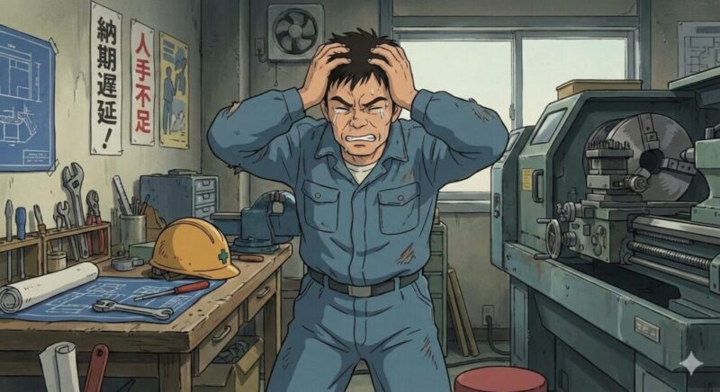 頭を抱えるビルメン